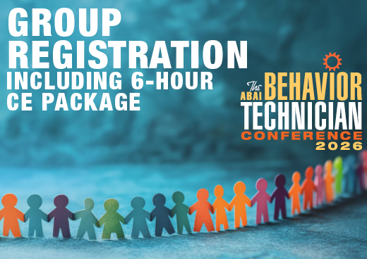 a square graphic representing 2026 Behavior Technician Conference Registrations (Group of 5)