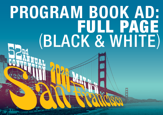 a square graphic representing 2026 Annual Convention Program Book Ad - Full Page Black and White