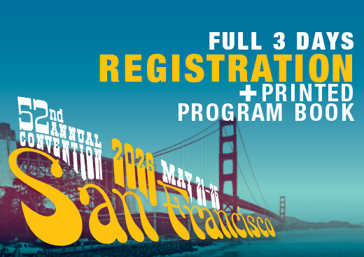 a square graphic representing 2026 Annual Convention Full 3 Days Registration + Printed Program Book (May 23-25, 2026)