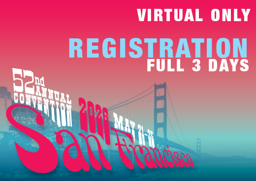 a square graphic representing 2026 Annual Convention Full 3 Days Virtual Only Registration (May 23-25, 2026)