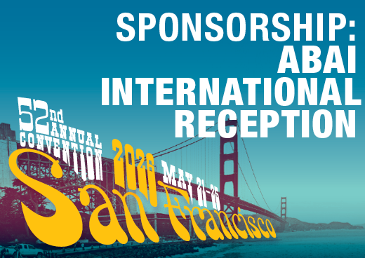 a square graphic representing 2026 Annual Convention Sponsorship - ABAI International Reception