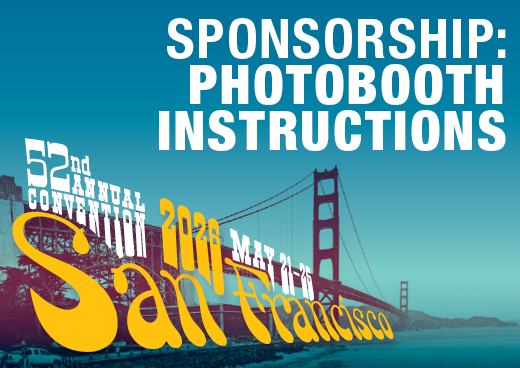a square graphic representing 2026 Annual Convention Sponsorship - Photobooth instructions