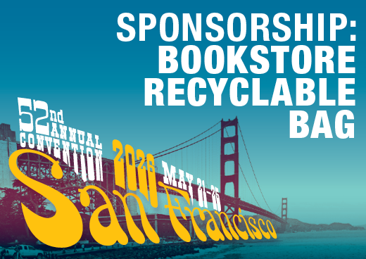 a square graphic representing 2026 Annual Convention Sponsorship - Bookstore Recyclable Bag