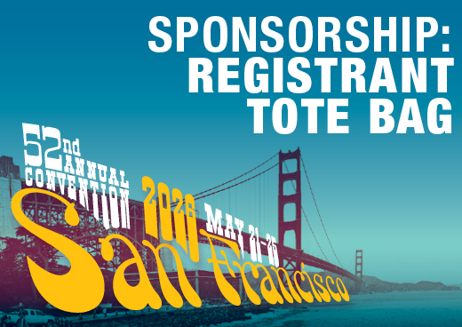 a square graphic representing 2026 Annual Convention Sponsorship - Registrant Tote Bag
