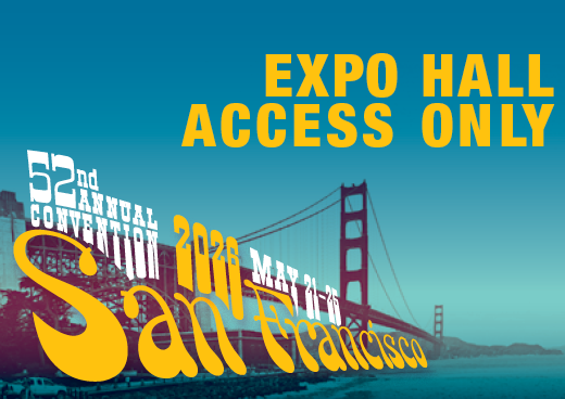 a square graphic representing 2026 Annual Convention Exhibit Hall Pass Only