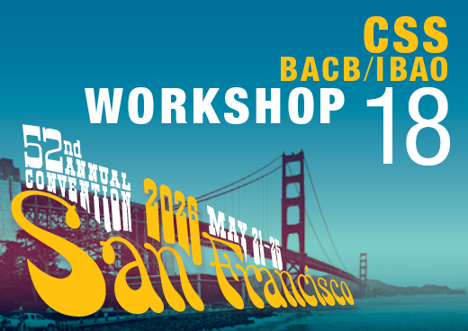 a square graphic representing Workshop 18: ABA and the LGBTQ+ Community: Ethical Issues and Cultural Responsiveness