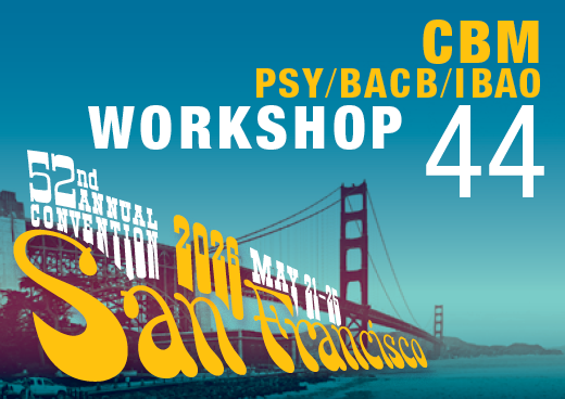 a square graphic representing Workshop 44: Integrating ABA in Child Psychiatry: A Collaborative Model for Complex Behaviors in an Inpatient Ward