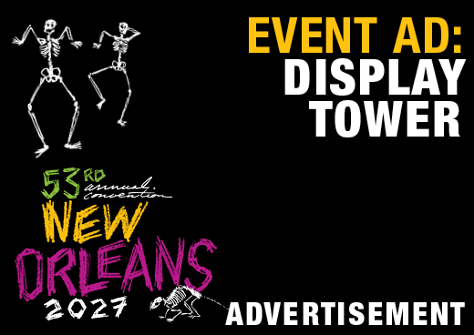 a square graphic representing 2027 Annual Convention Event Advertisement - Display Tower
