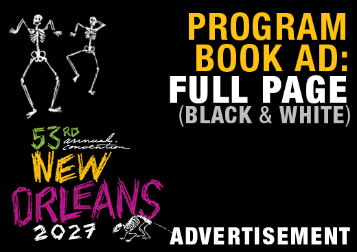 a square graphic representing 2027 Annual Convention Program Book Ad - Full Page Black and White