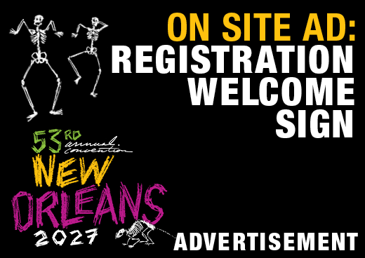 a square graphic representing 2027 Annual Convention Registration Welcome Sign