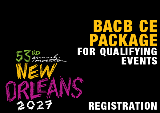 a square graphic representing 2027 Annual Convention BACB CE Package for Qualifying Events