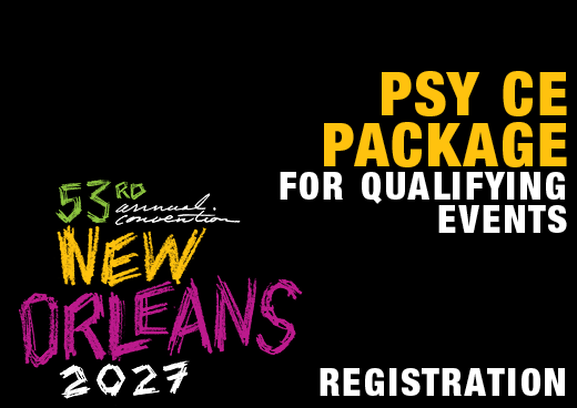 a square graphic representing 2027 Annual Convention PSY CE Package for Qualifying Events