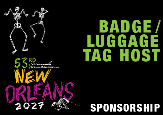a square graphic representing 2027 Annual Convention Sponsorship - Badge/Luggage Tag Host