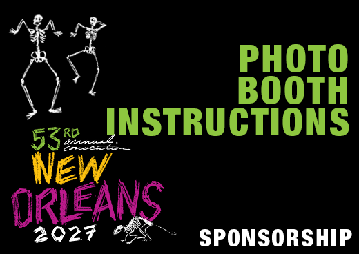 a square graphic representing 2027 Annual Convention Sponsorship - Photobooth instructions