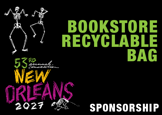 a square graphic representing 2027 Annual Convention Sponsorship - Bookstore Recyclable Bag