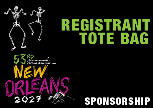 a square graphic representing 2027 Annual Convention Sponsorship - Registrant Tote Bag
