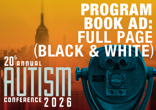 a square graphic representing 2026 Autism Conference Program Book Ad - Full Page Black and White