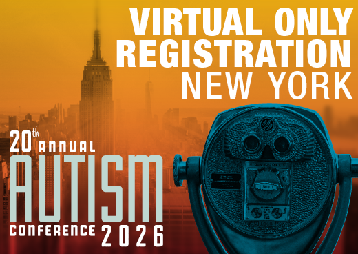 a square graphic representing 2026 Autism Conference VIRTUAL ONLY Registration, New York