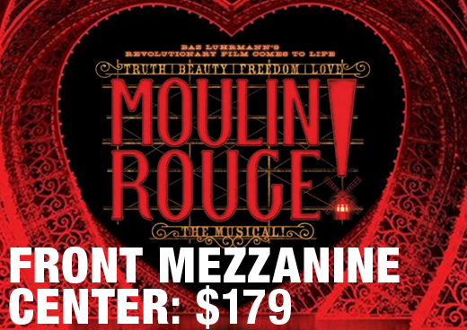 a square graphic representing 2026 Autism Conference Discounted Broadway Ticket - Moulin Rouge - Front Mezzanine Center