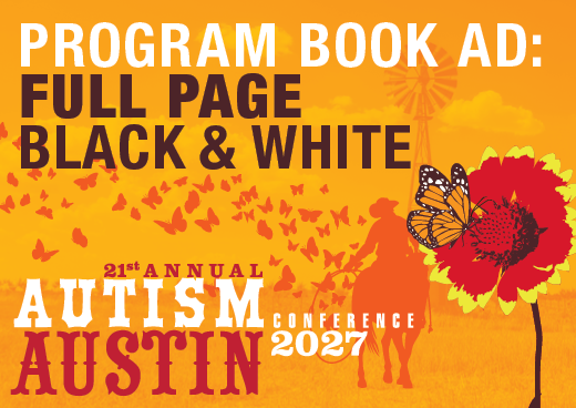 a square graphic representing 2027 Autism Conference Program Book Ad - Full Page Black and White