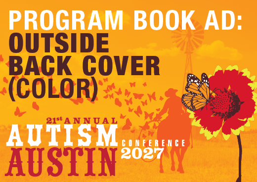 a square graphic representing 2027 Autism Conference Program Book Ad - Outside Back Cover (Color)