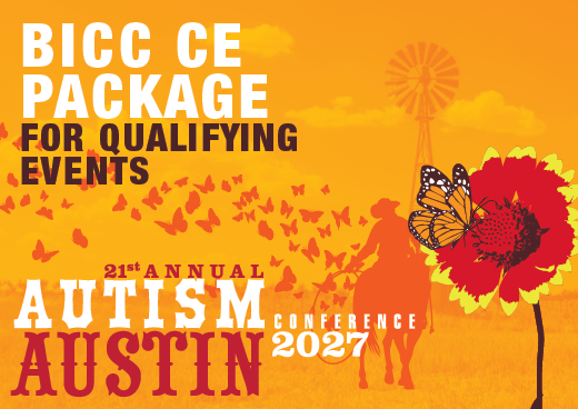 a square graphic representing 2027 Autism Conference BICC CE Package for Qualifying Events