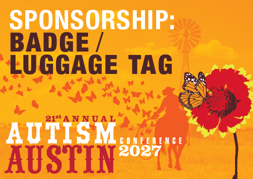 a square graphic representing 2027 Autism Conference Sponsorship - Badge/Luggage Tag