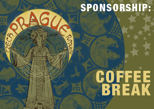 a square graphic representing 2026 International Conference, Prague - Sponsorship: Coffee Break