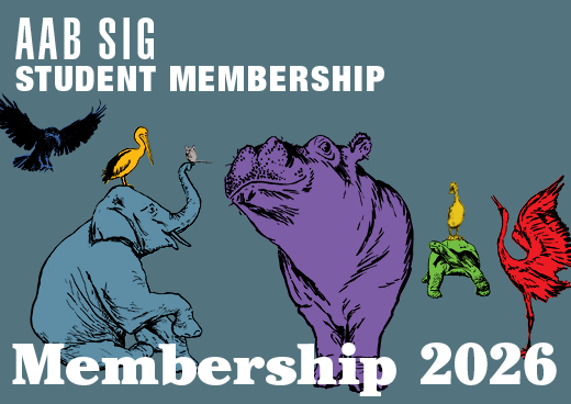 a square graphic representing 2026 AAB SIG Student Membership [9/1/2025 - 8/31/2026]