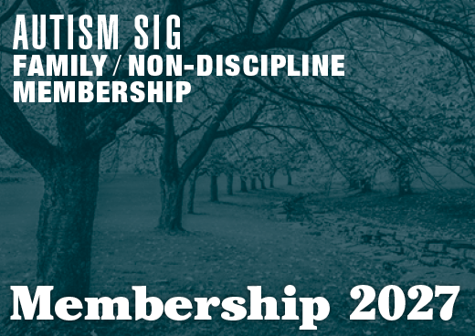 a square graphic representing 2027 Autism SIG Family/Non-discipline Membership [9/1/2026 - 8/31/2027]