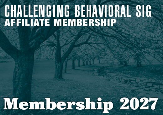 a square graphic representing 2027 Challenging Behavior SIG Affiliate Membership [9/1/2026 - 8/31/2027]
