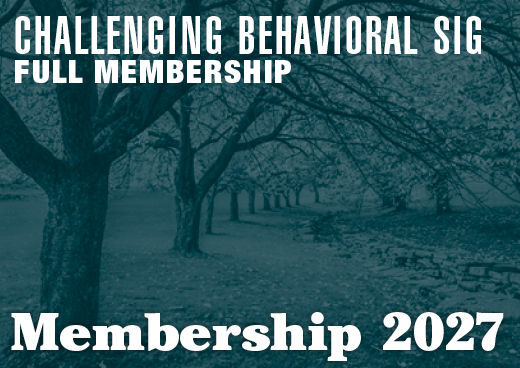 a square graphic representing 2027 Challenging Behavior SIG Full Membership [9/1/2026 - 8/31/2027]